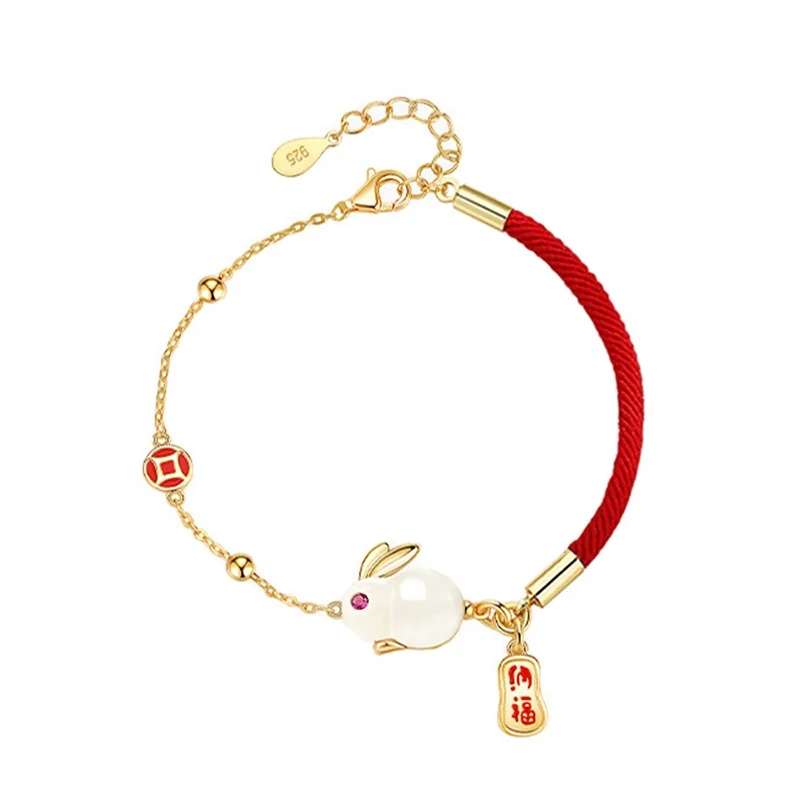 Bracelet porte bonheur chinois Lapin du zodiaque