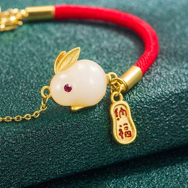 Bracelet porte bonheur chinois Lapin du zodiaque