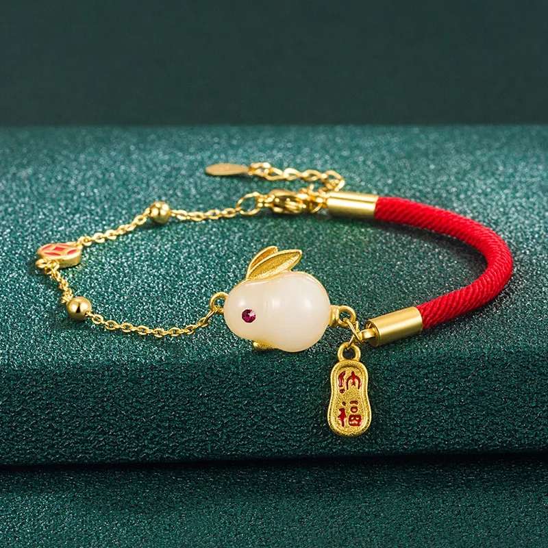 Bracelet porte bonheur chinois Lapin du zodiaque