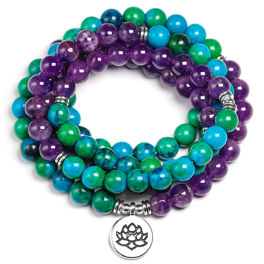 Bracelet de guérison  chrysocolle et amethyste