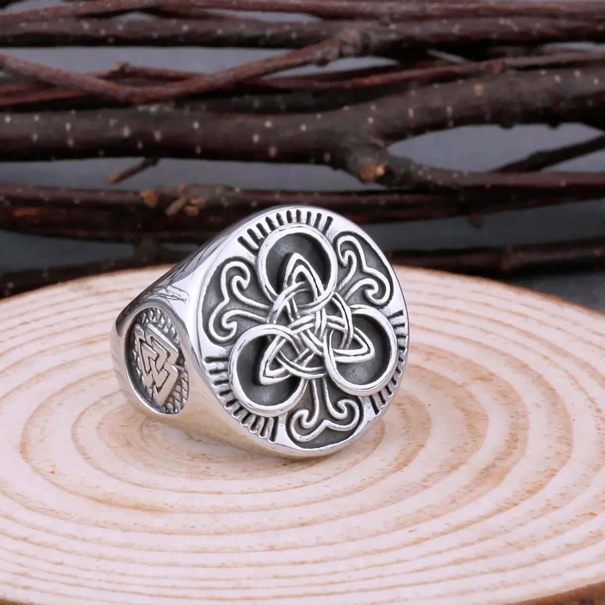 Bague Viking Rune nordique Valknut