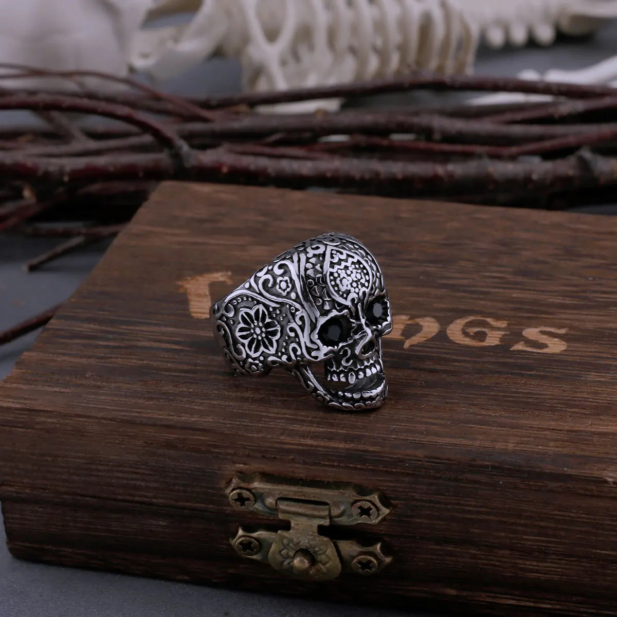 Bague Flower and Skull