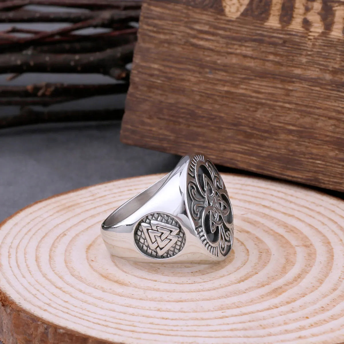 Bague Viking Rune nordique Valknut